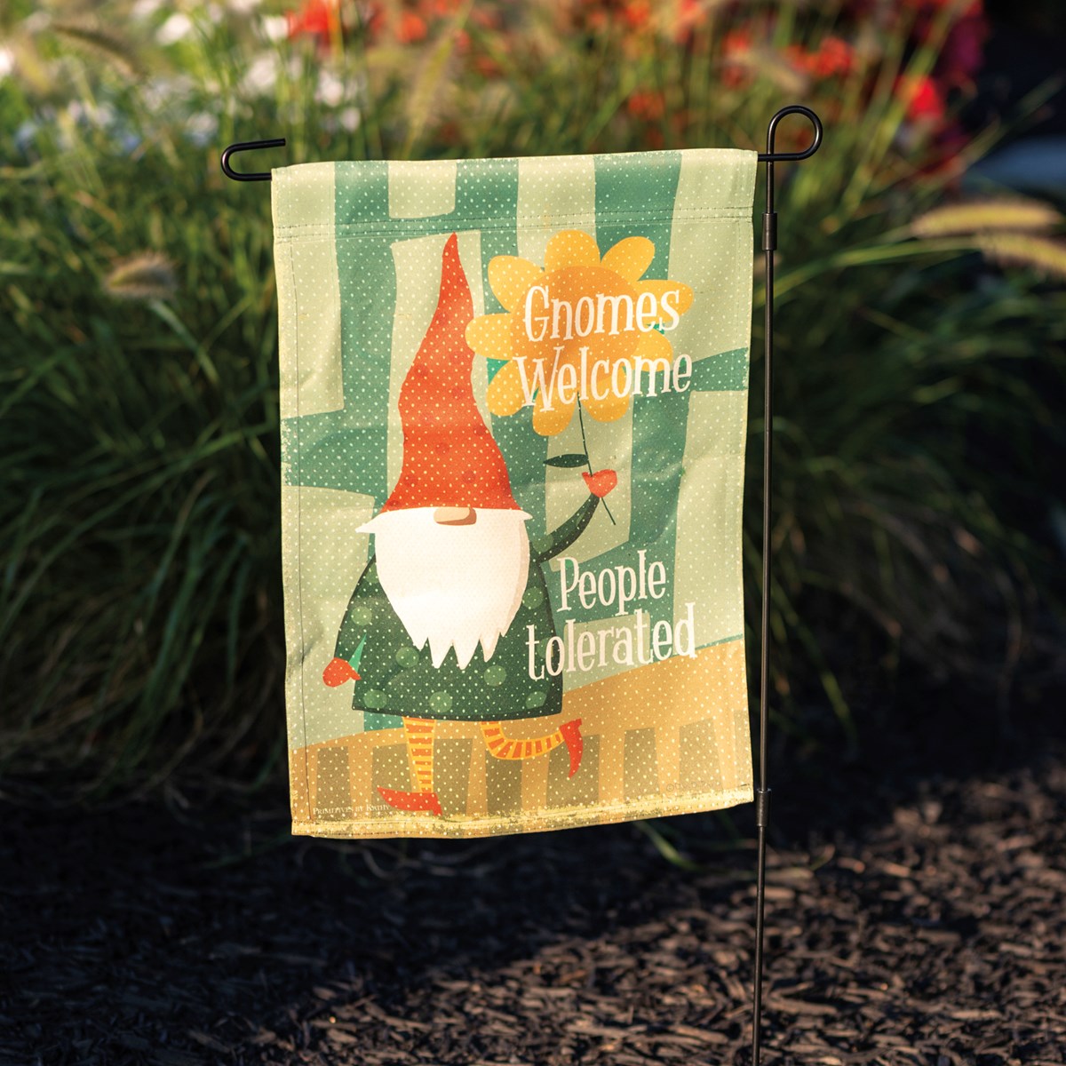 Garden Flag - "Gnomes Welcome, People Tolerated"