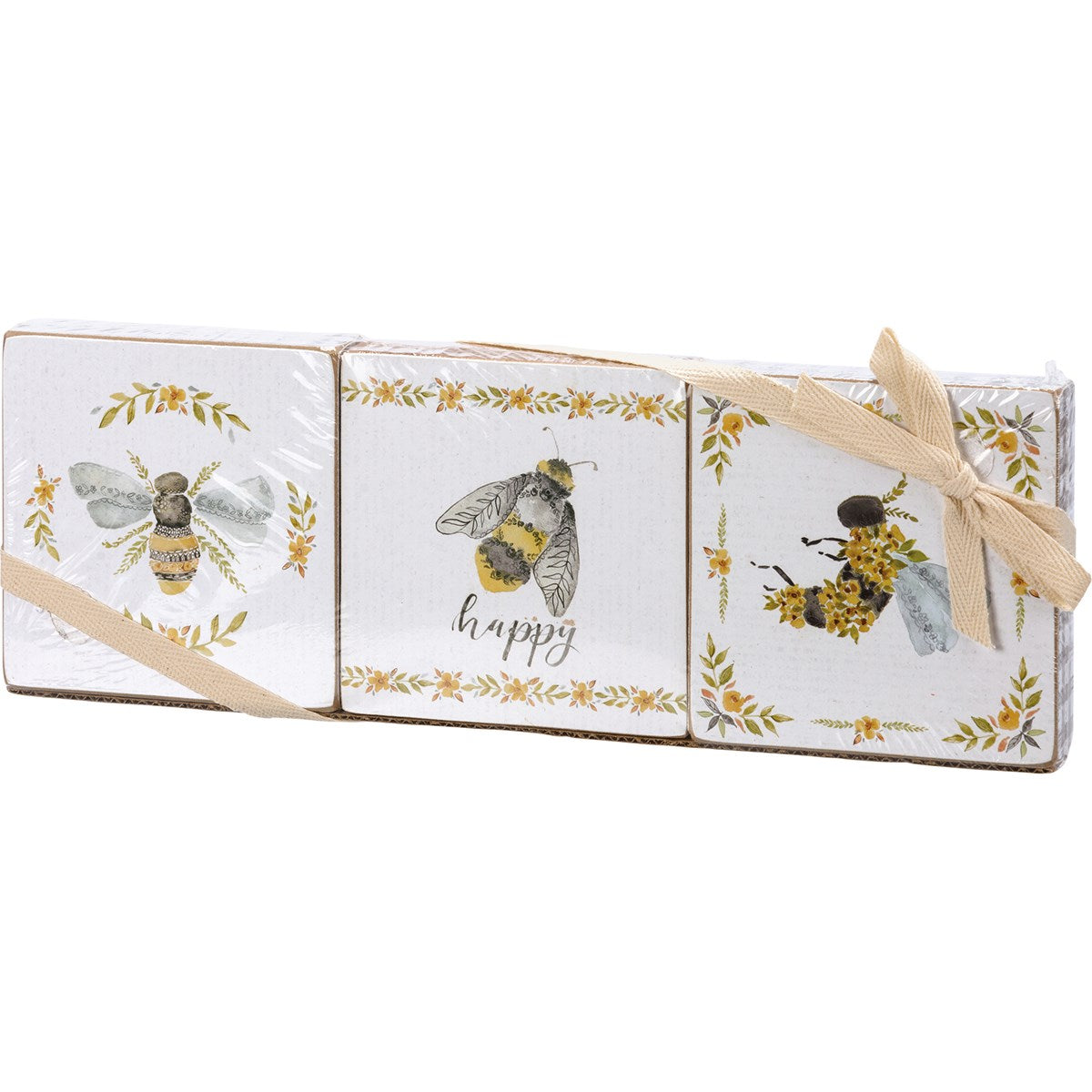 Block Signs (Set of 3) - "Bee Happy"