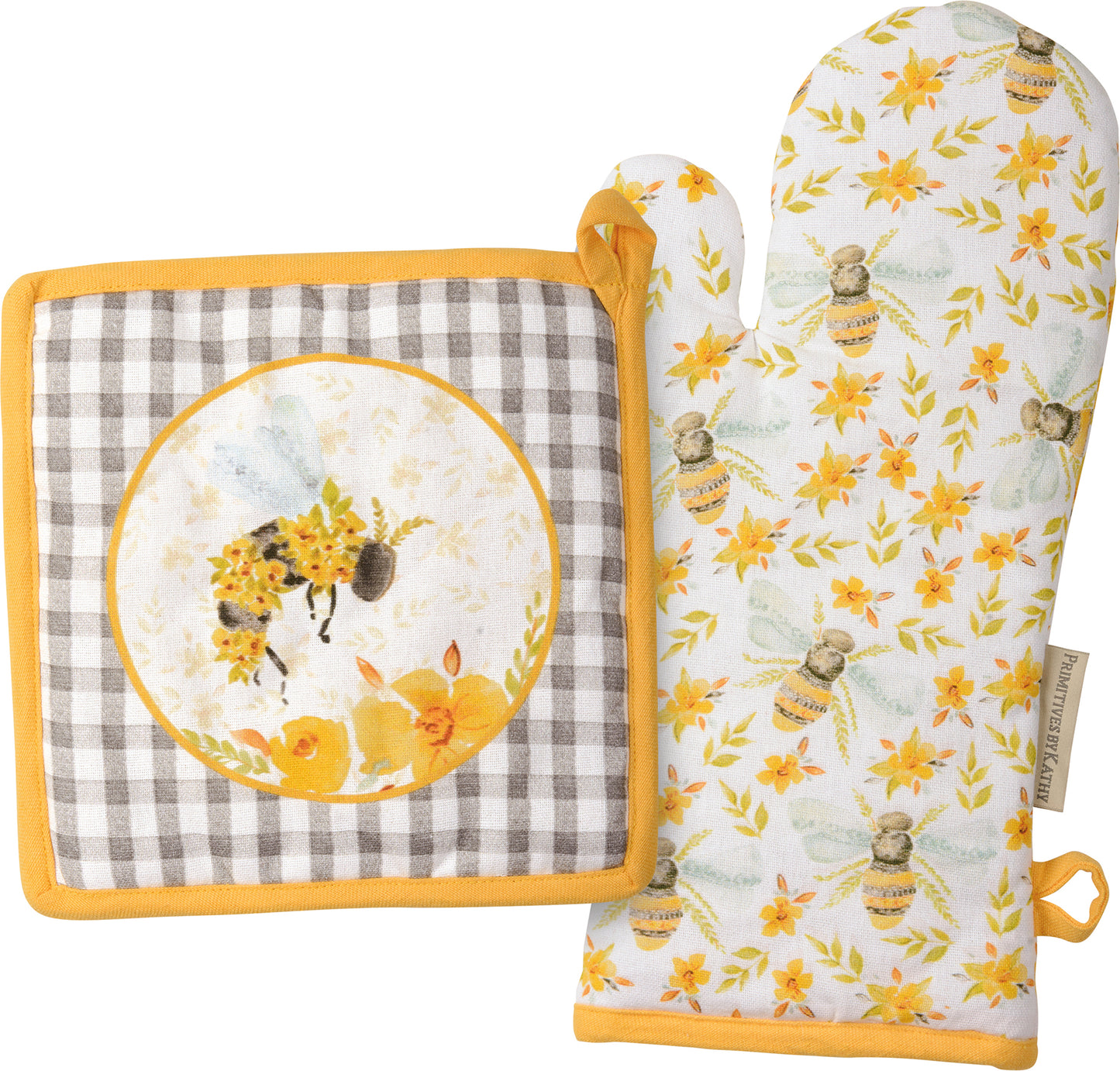 Hot Pad & Mitt Set - Floral Bees