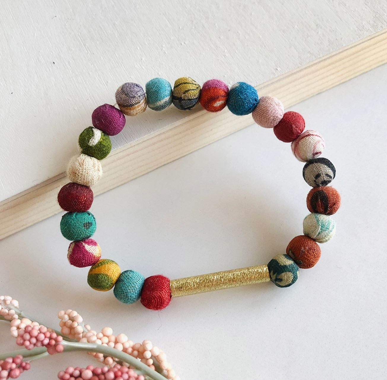 Kantha Linear Bar Bracelet