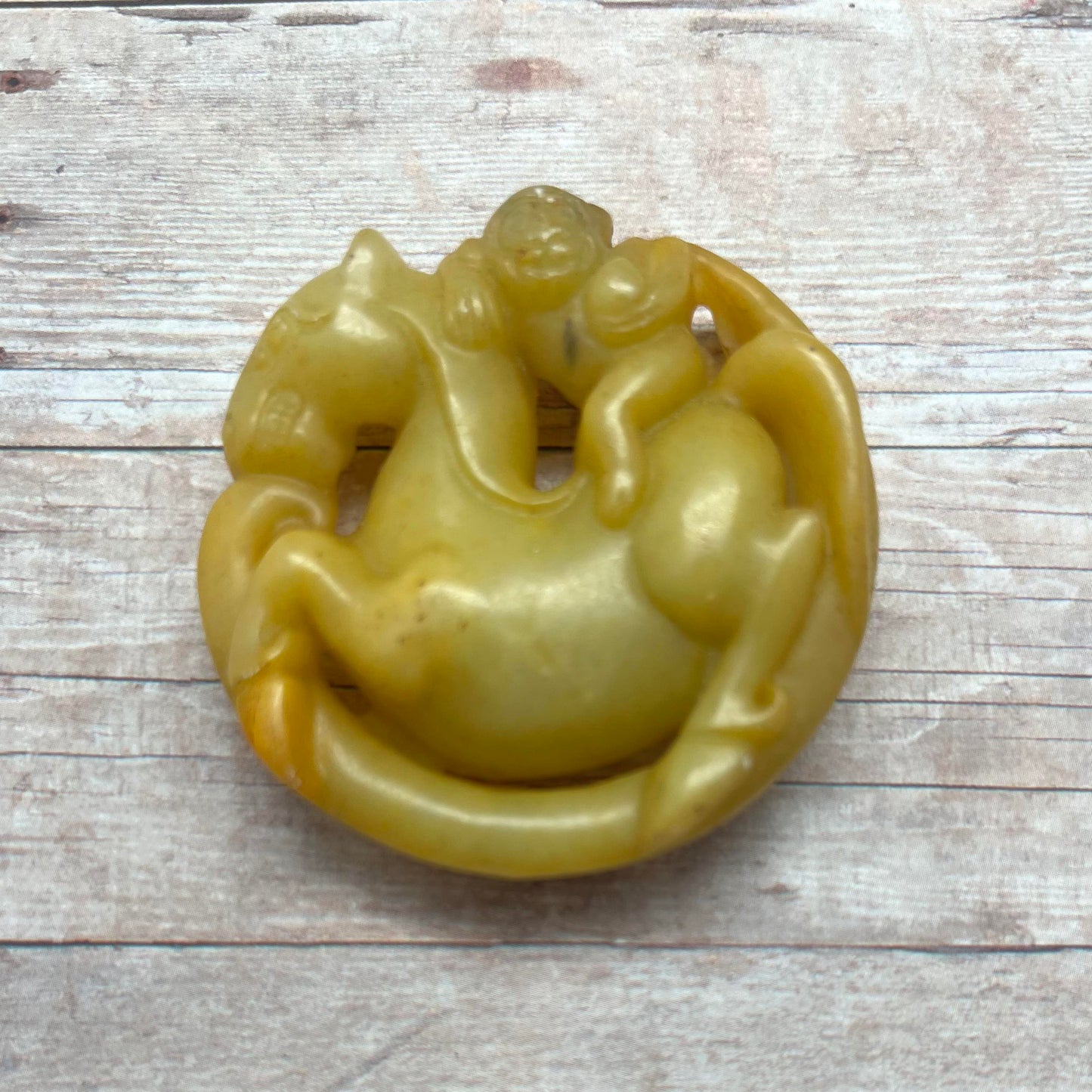 Jade Medallion - Horse with Monkey - #3