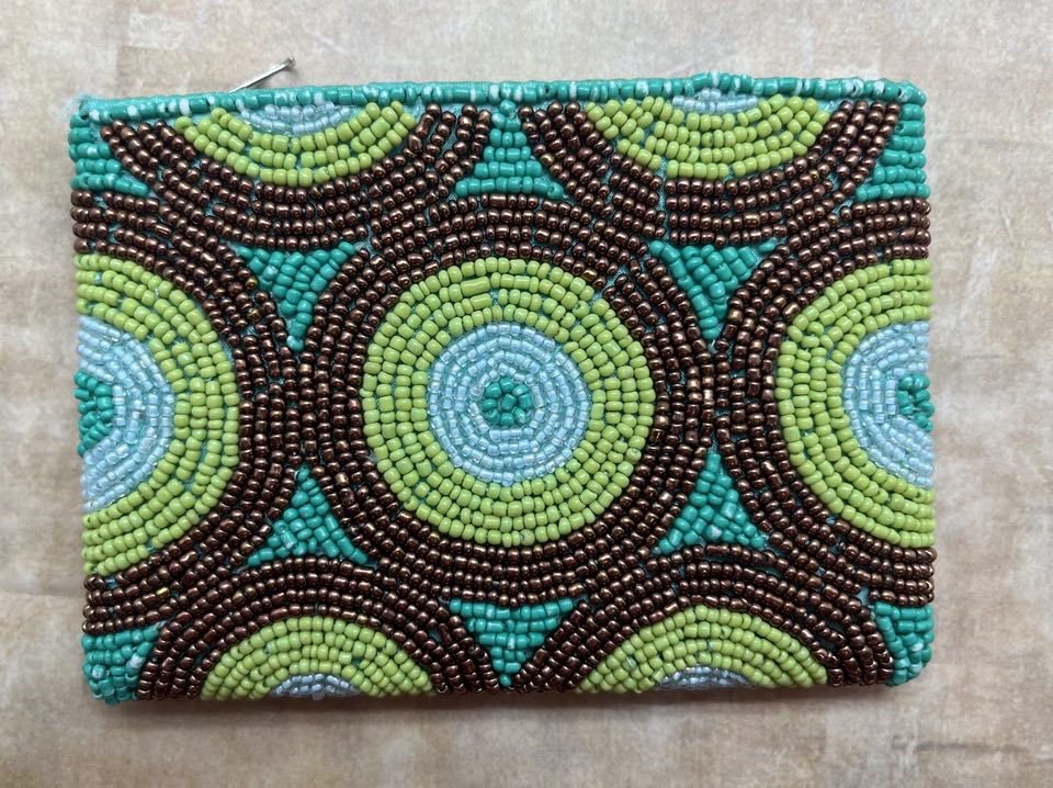 Beaded Coin Purse from Bali - Turquoise/Bronze