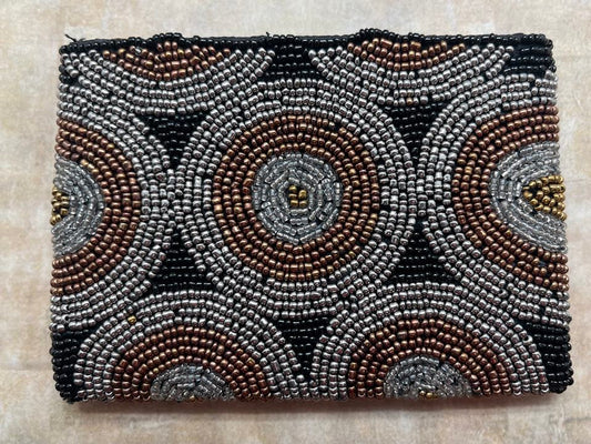 Beaded Coin Purse from Bali - Silver & Bronze