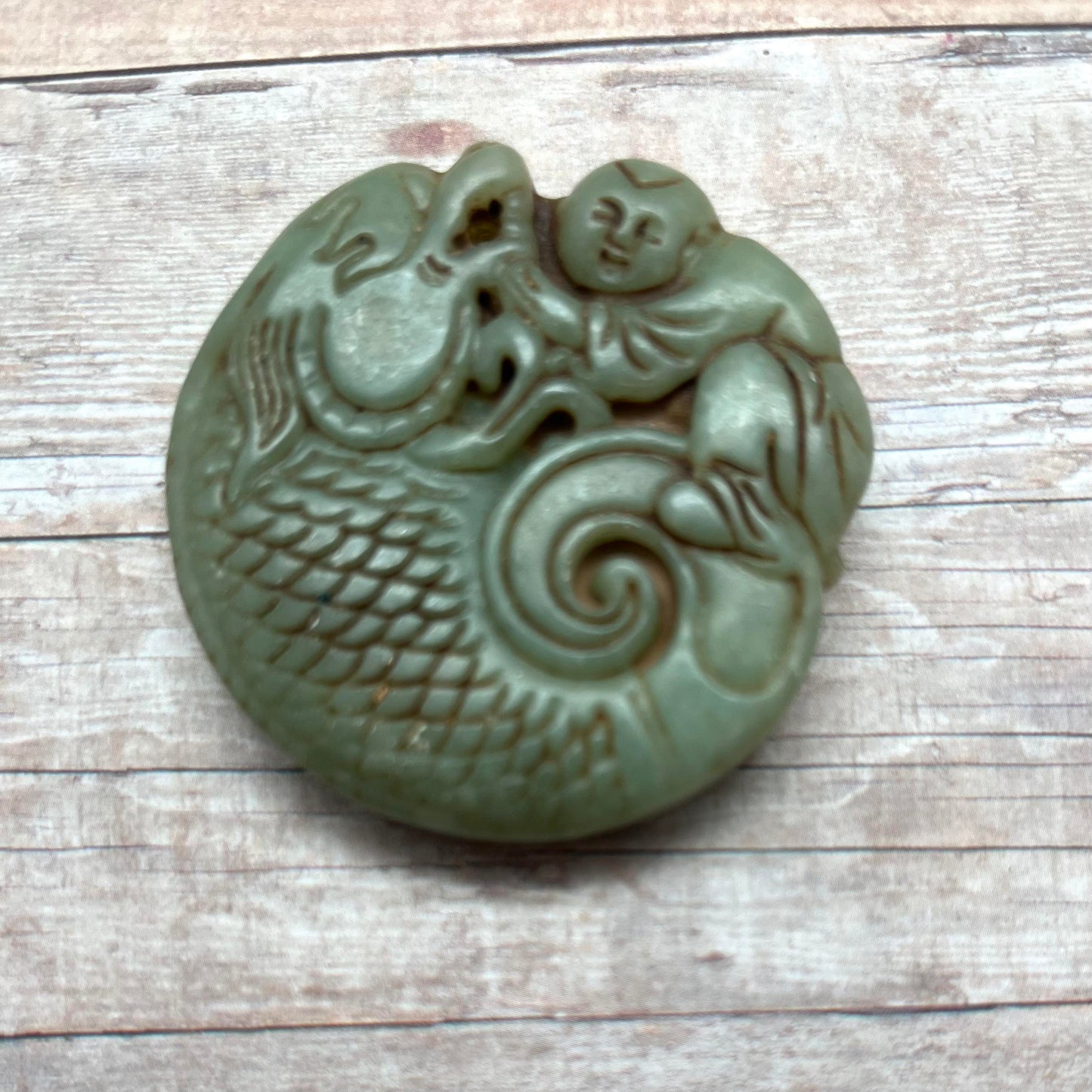 Jade Medallion - Dragon with Man - #8
