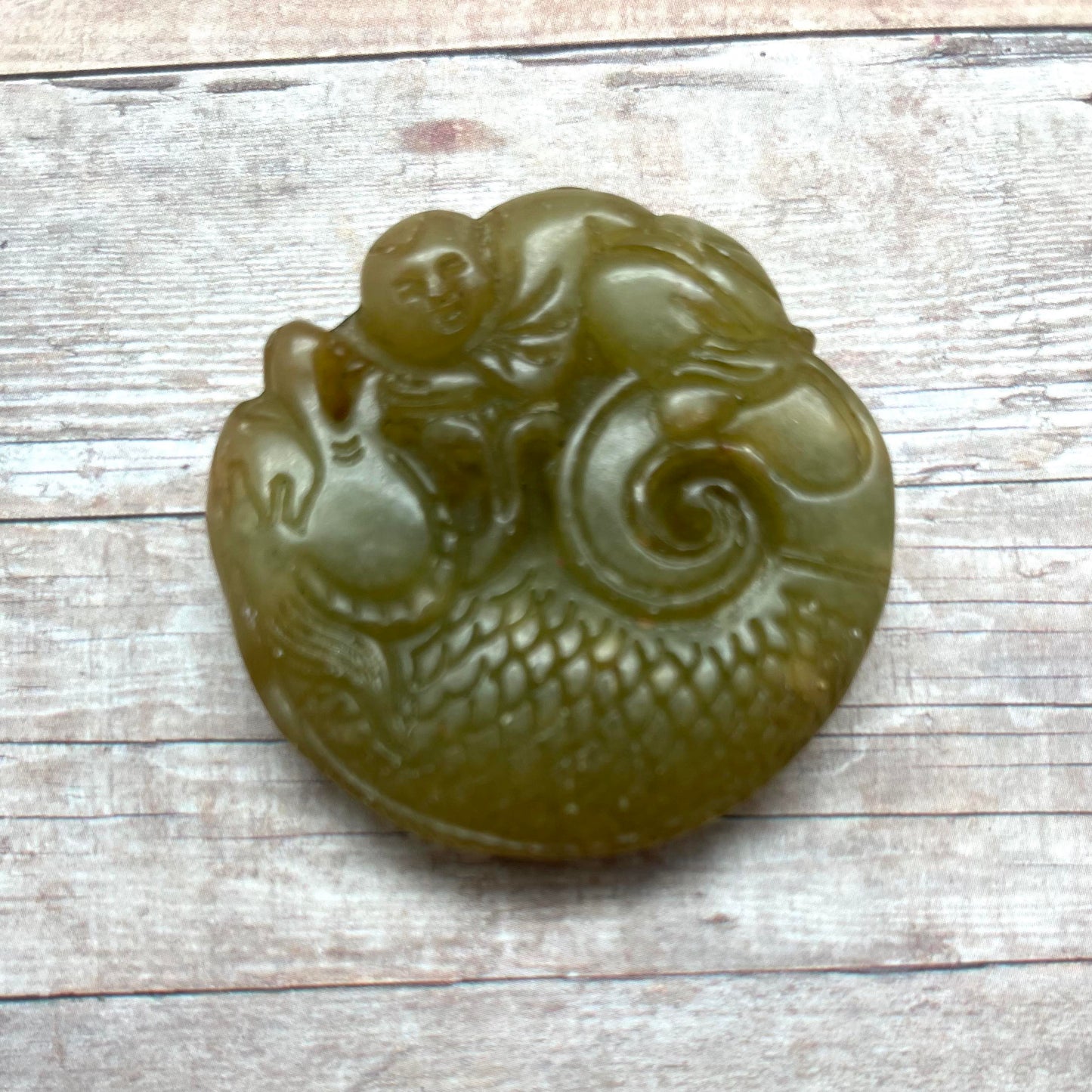 Jade Medallion - Dragon with Man - #12