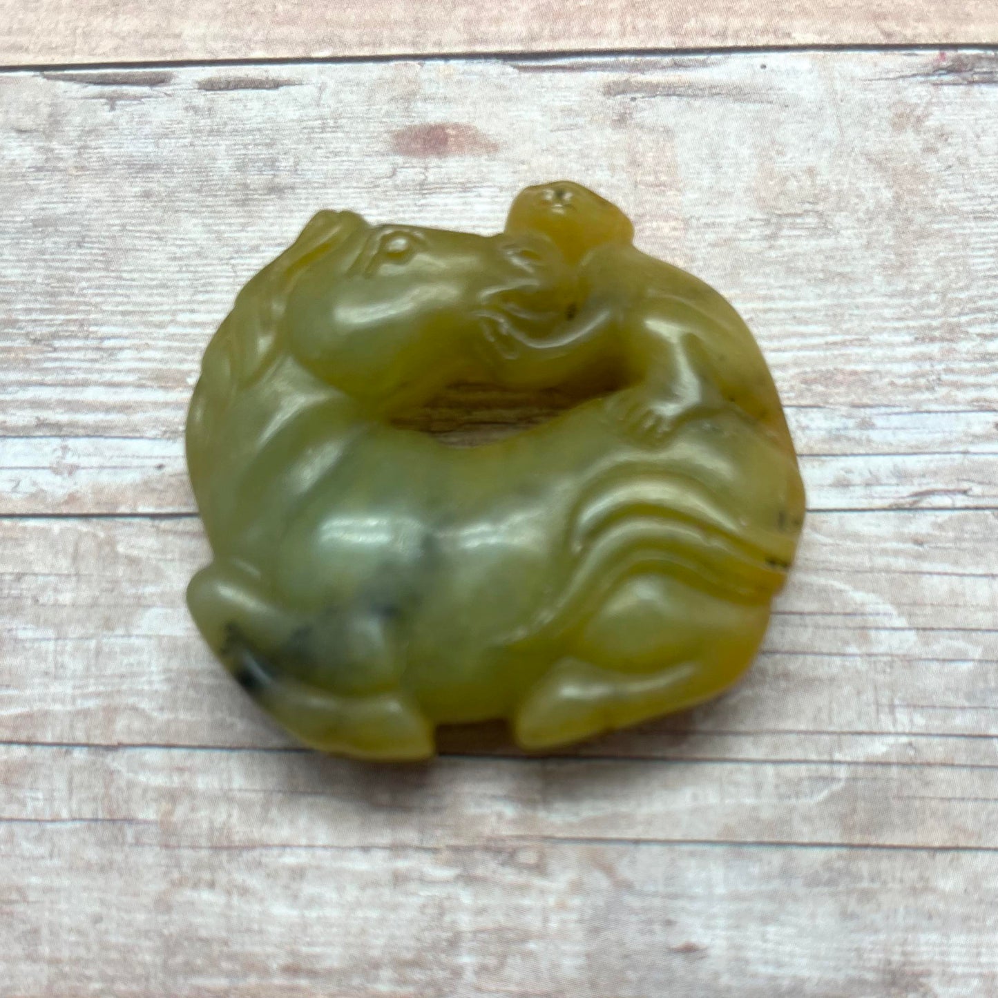 Jade Medallion - Horse with Monkey - #7