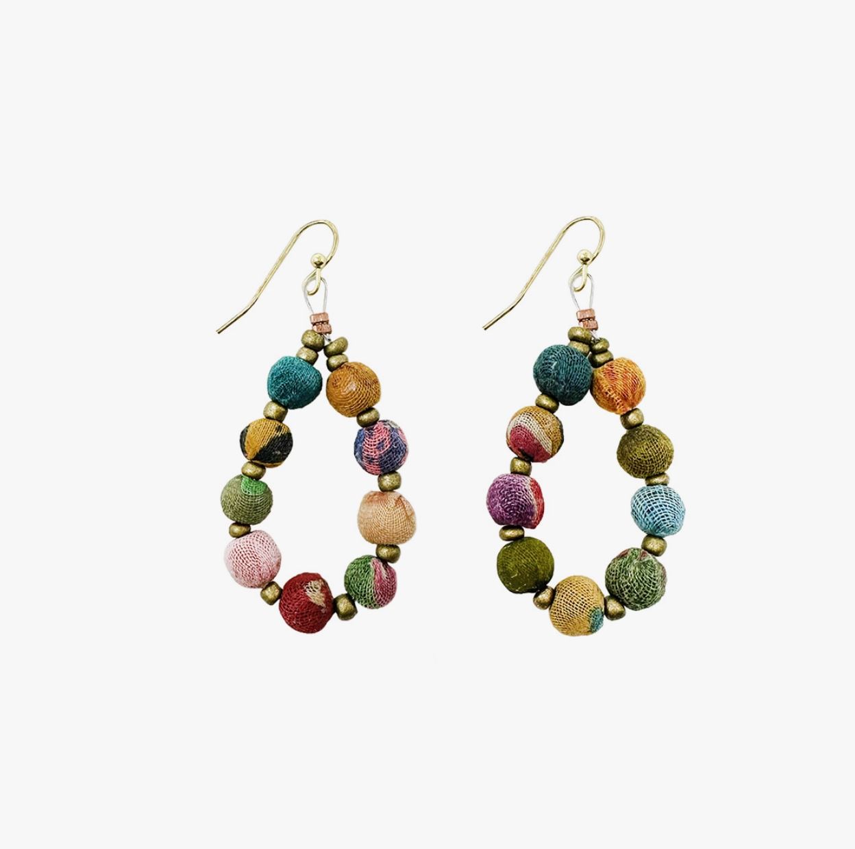 Kantha Beaded Teardrop Earrings