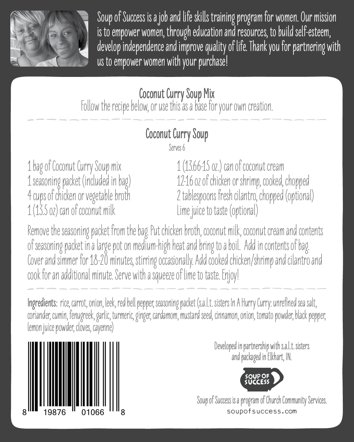 Soup of Success - Coconut Curry Dry Soup Mix