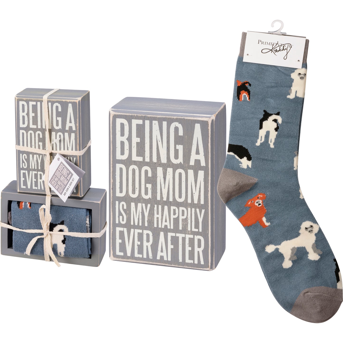 Socks & Box Sign Set "Being A Dog Mom"