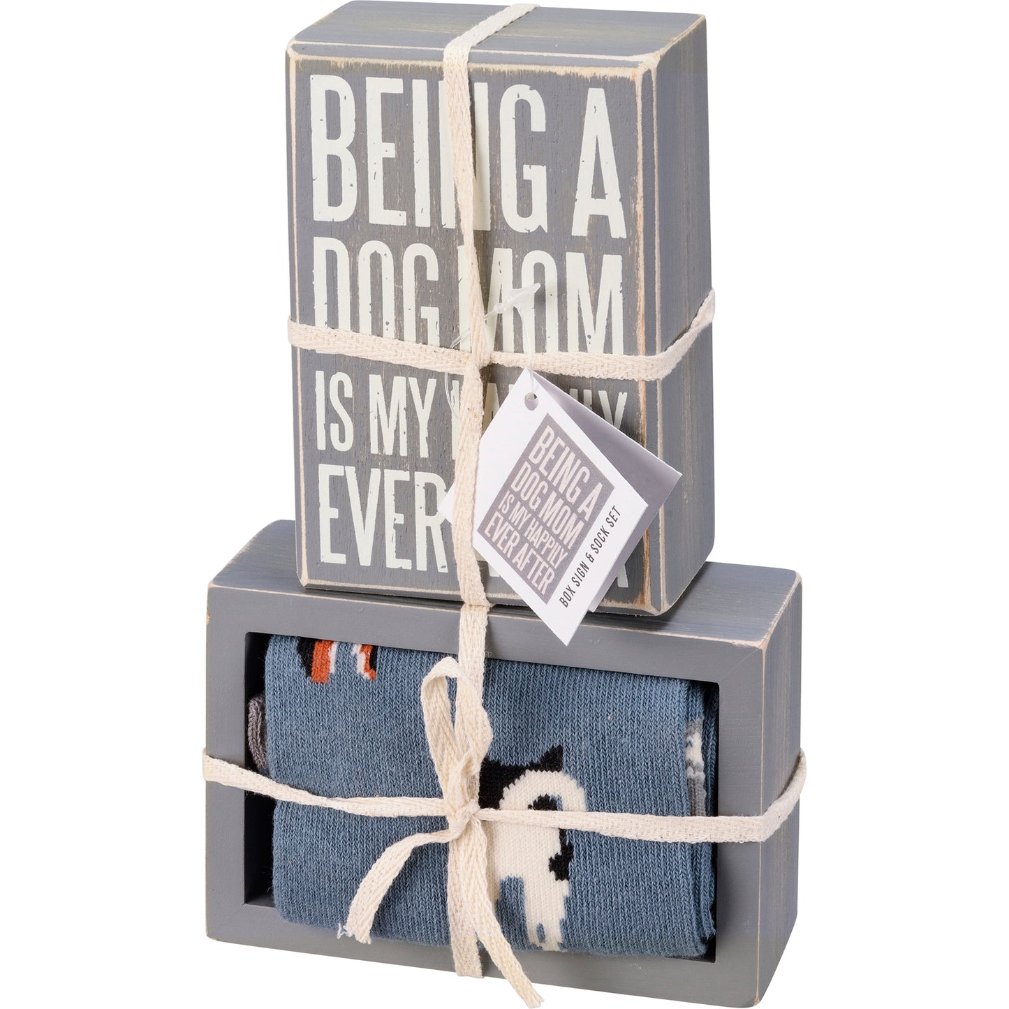 Socks & Box Sign Set "Being A Dog Mom"