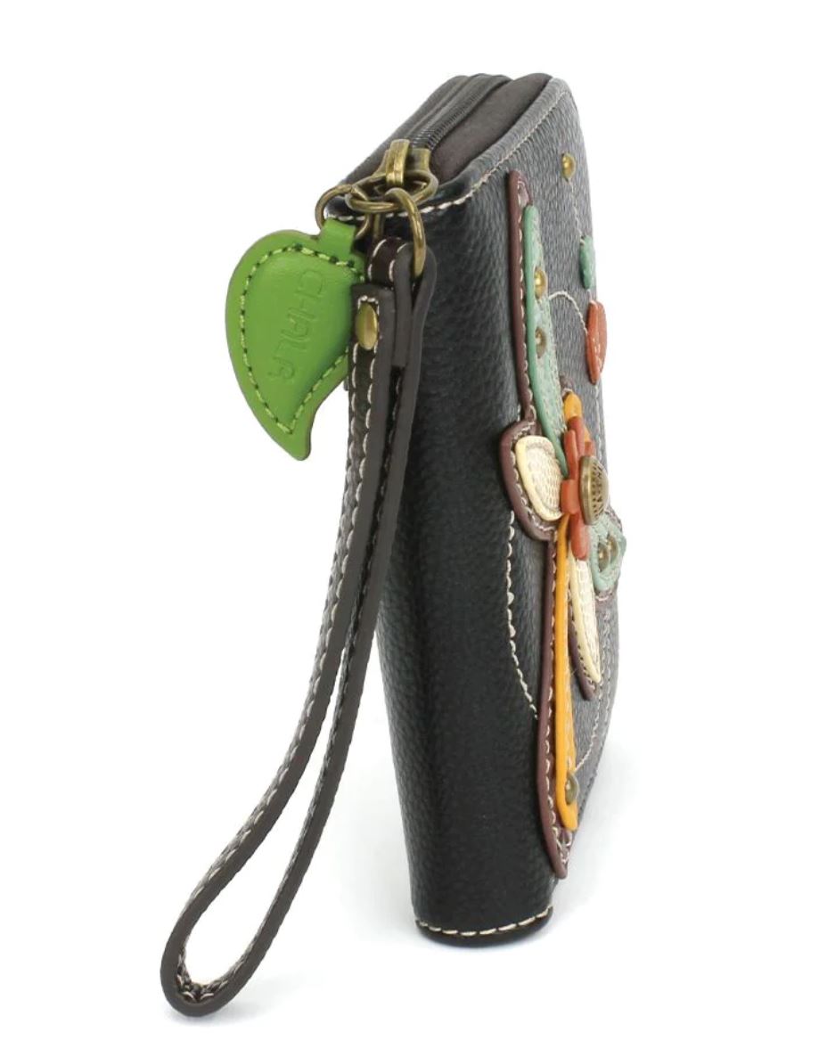 Chala Zip-Around Wallet (Black) - Dragonfly