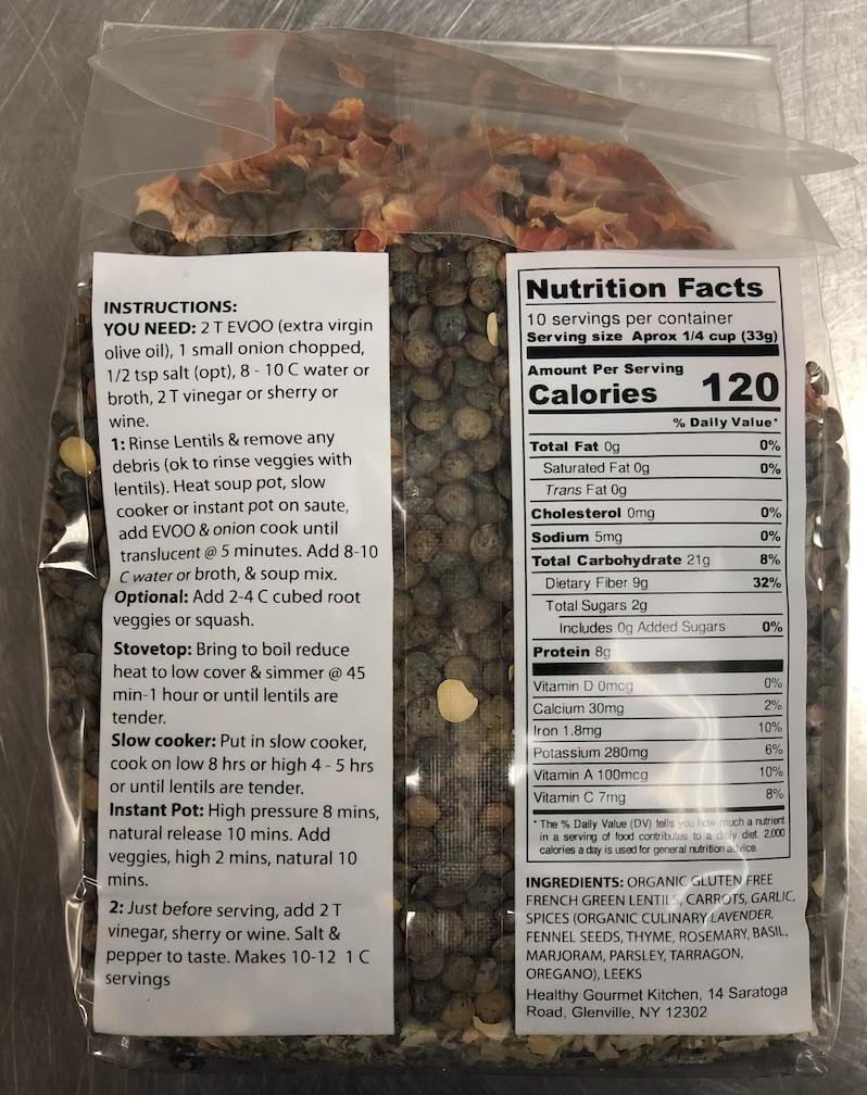 Healthy Gourmet Kitchen - French Green Lentil Dry Soup Mix