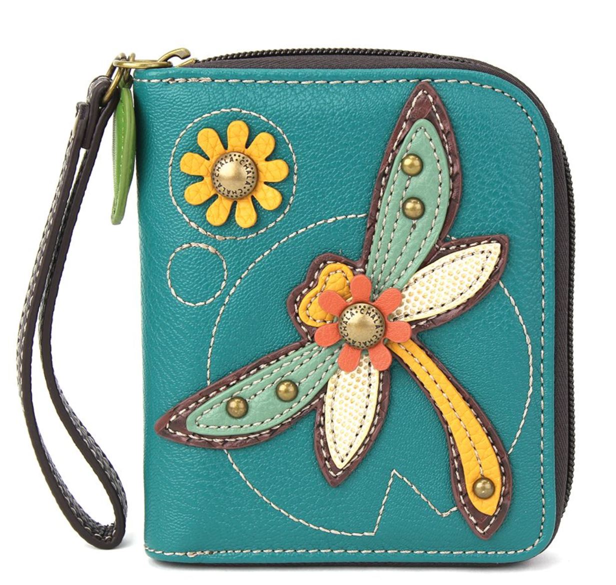 Chala Zip-Around Wallet (Turquoise) - Dragonfly