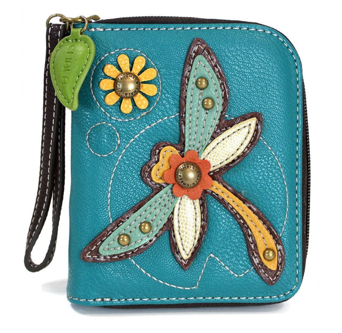 Chala Zip-Around Wallet (Turquoise) - Dragonfly