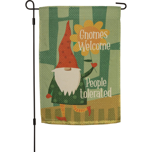 Garden Flag - "Gnomes Welcome, People Tolerated"
