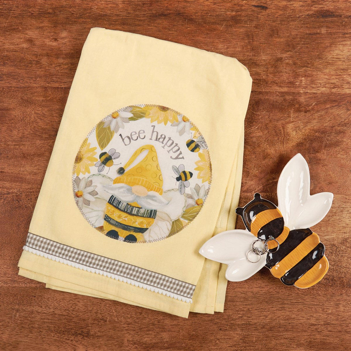 Kitchen Towel - "Bee Happy" Gnome