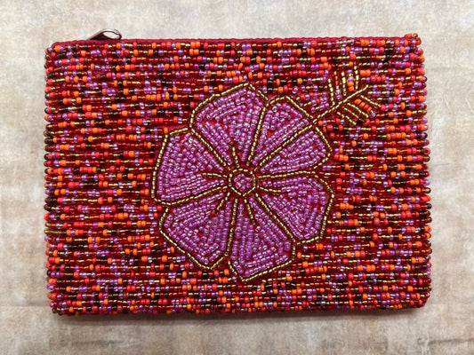 Beaded Coin Purse from Bali - Orange & Pink
