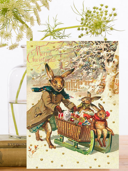 Christmas Card - Bunny Sled