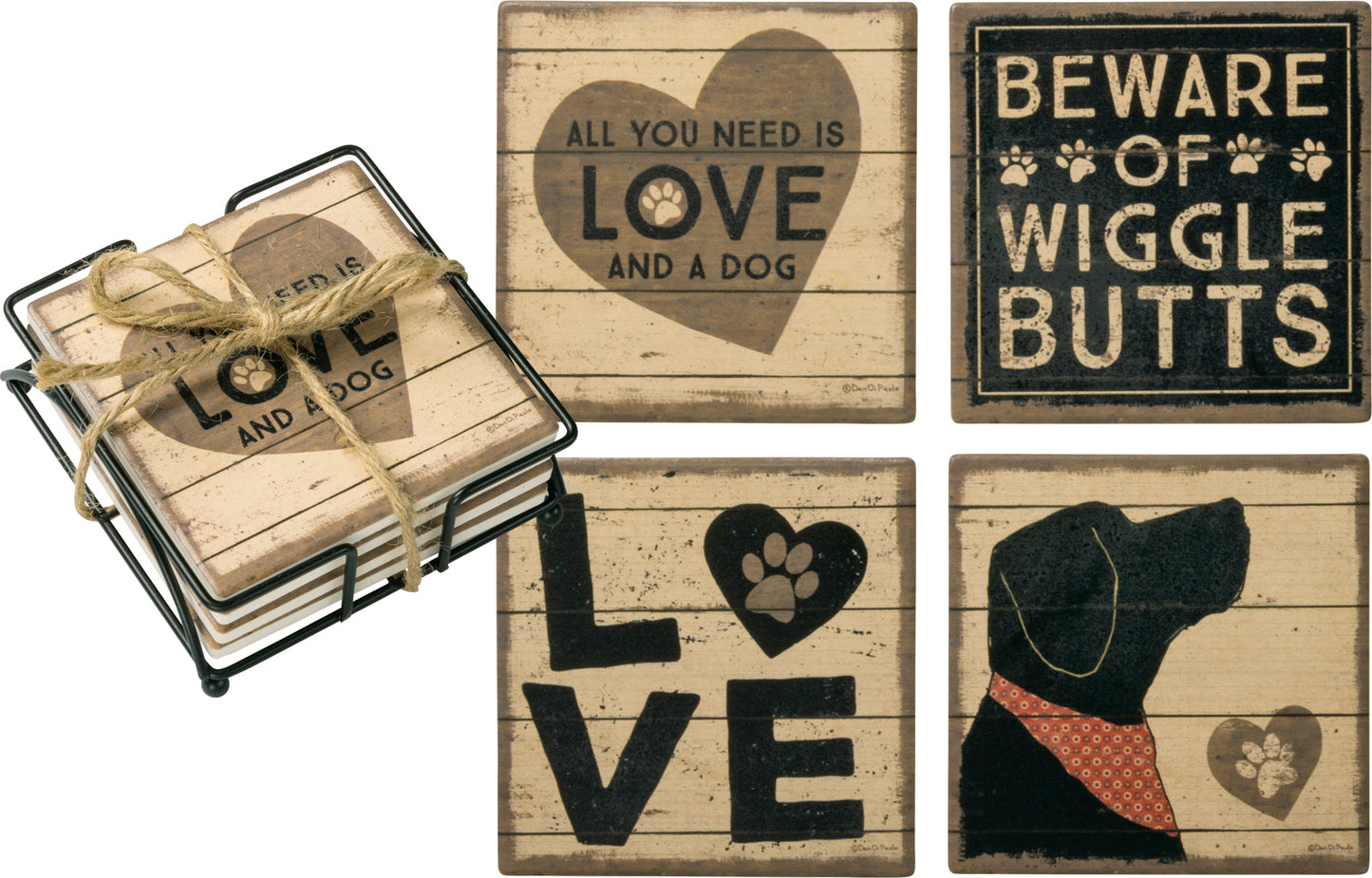 Coasters (Set of 4) - "All You Need Is Love & A Dog"