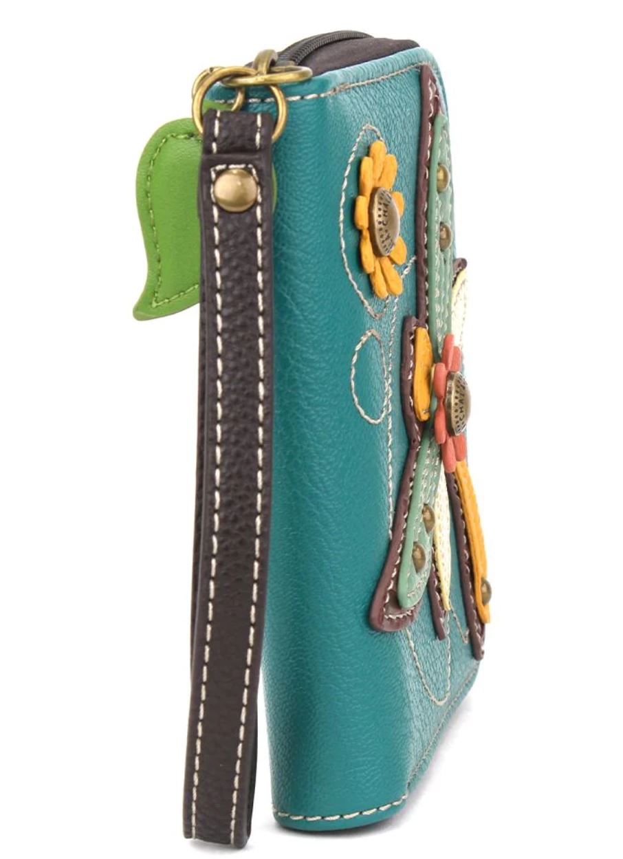 Chala Zip-Around Wallet  (Turquoise) - Dragonfly