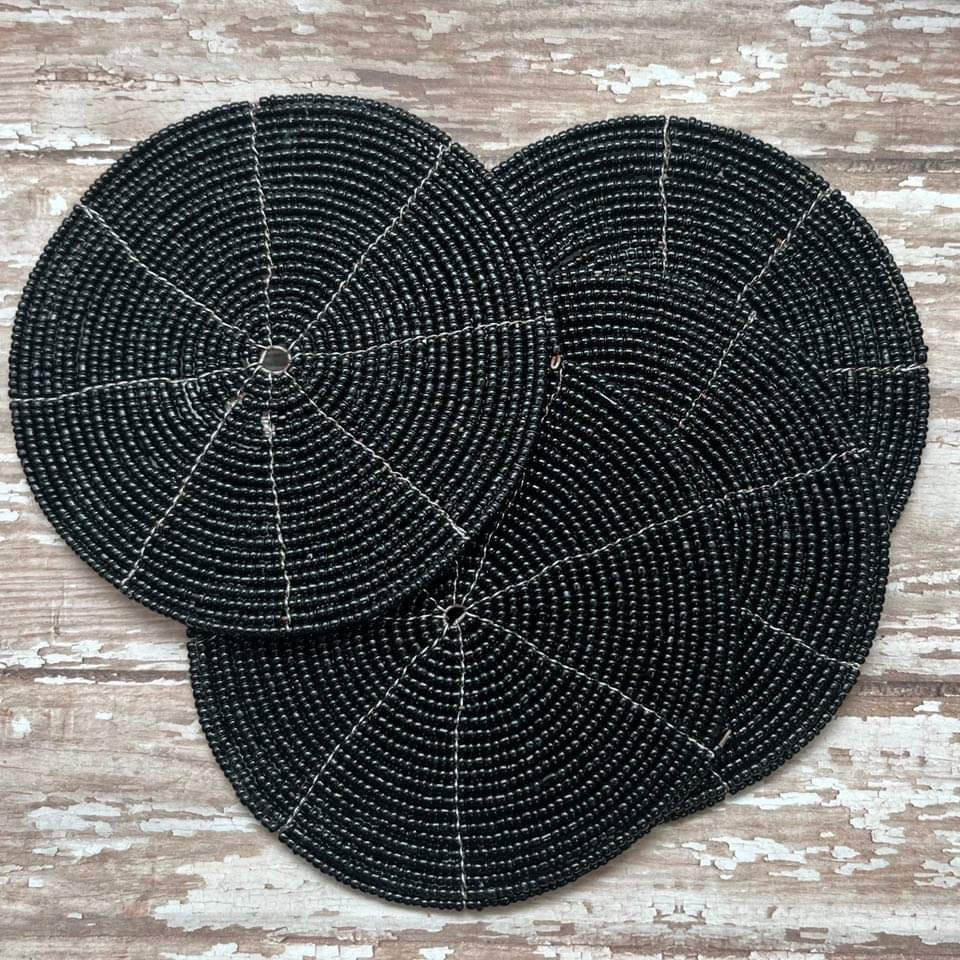 Beaded Coasters - Black (Set of 4)