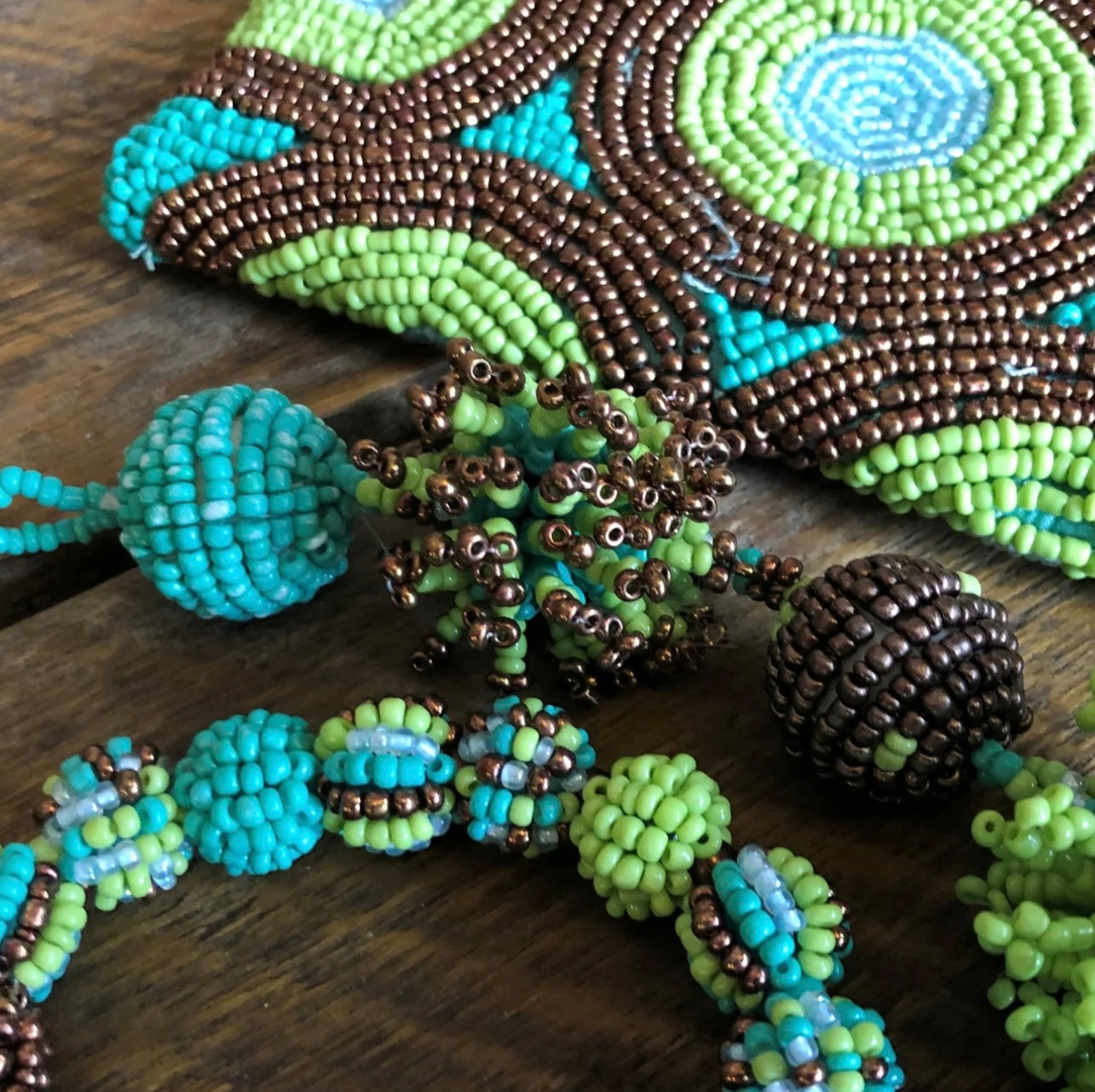 Beaded Necklace, Bracelet & Purse Set